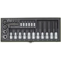Proxxon Jeu De Clés à Douille 1/2 (12.5 Mm), 1/4 (6.3 Mm) 29 Pièces 23103